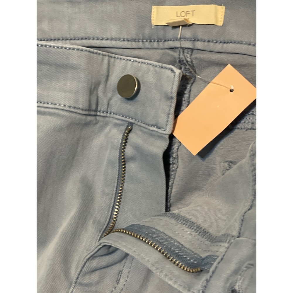 Loft Blue Denim Ankle Jeans Size 18 NWT High Rise Raw Hem Stretch Utility Pants - Picture 7 of 9